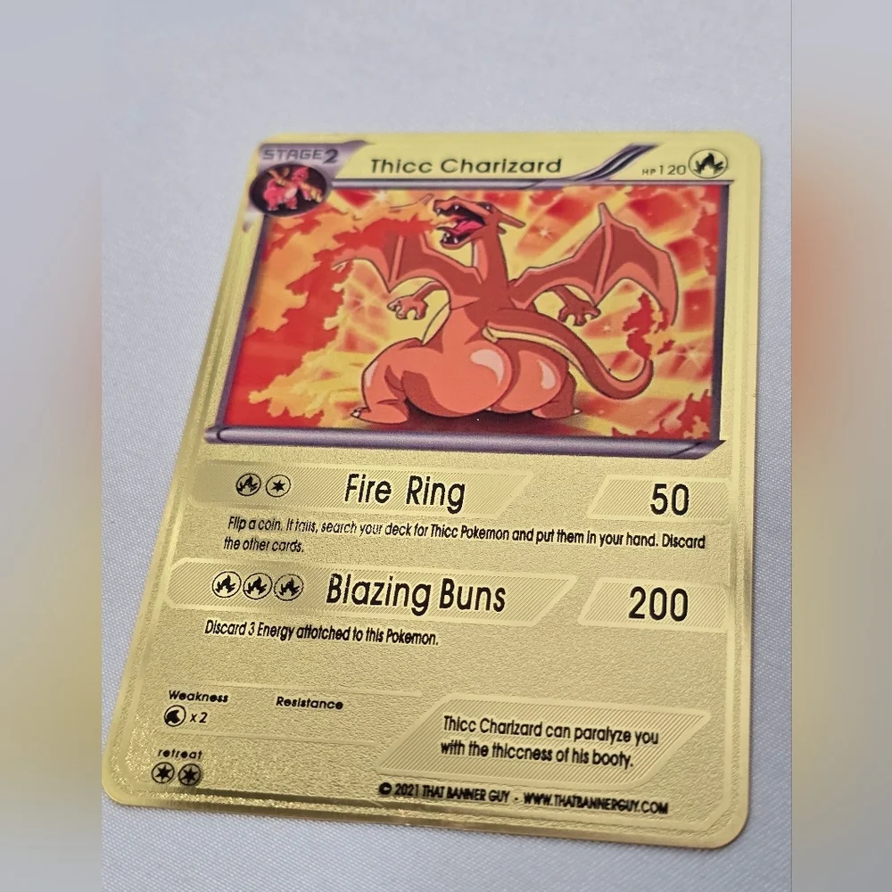 Thicc Charizard Gold Metal Card- Brand new- Funny Gag Gift - Picture 2 of 7